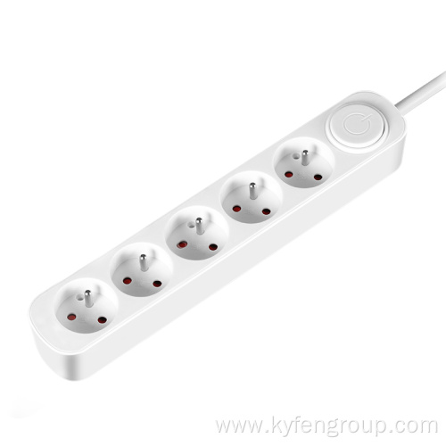 France 5-socket power strip with button